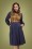 Collectif Clothing - Dawna swingjurk in marineblauw en mosterdgeel