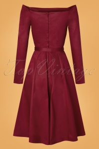 Collectif Clothing - 50s Meg Plain Swing Dress in Wine 2