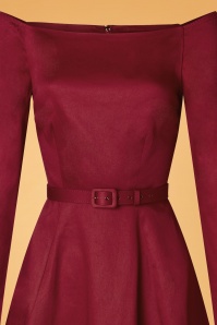 Collectif Clothing - Meg Plain Swing Dress Années 50 en Bordeaux 3