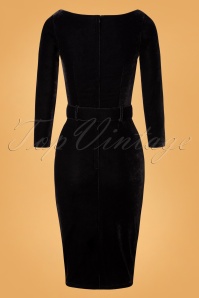 Collectif Clothing - Marcela Velvet Pencil Dress Années 50 en Noir 3