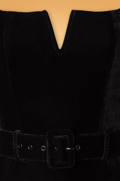 Collectif Clothing - 50s Marcela Velvet Pencil Dress in Black 5