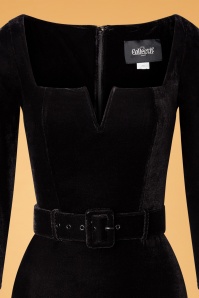 Collectif Clothing - 50s Marcela Velvet Pencil Dress in Black 4