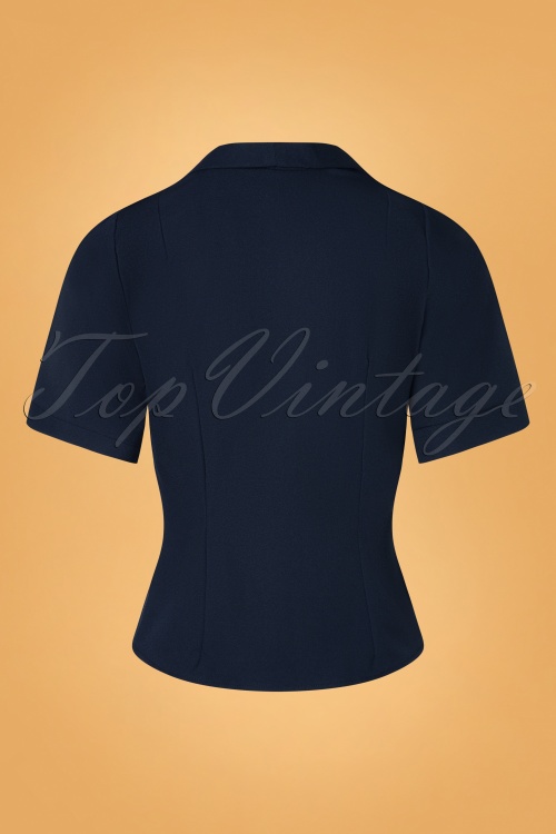 Miss Candyfloss - 40s Mitzey-Lee Blouse in Navy 2