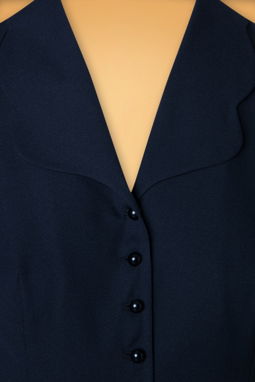 Miss Candyfloss - 40s Mitzey-Lee Blouse in Navy 3