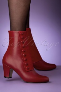 Topvintage Boutique Collection - Former Times Lederbooties in Passion Red