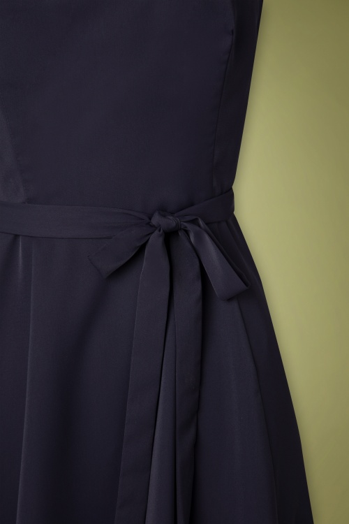 Collectif Clothing - Cindal Flared Dress Années 50 en Bleu Marine 3