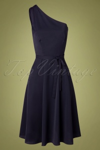 Collectif Clothing - 50s Cindal Flared Dress in Navy