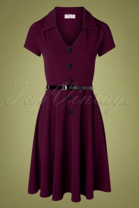 Vintage Chic for Topvintage - Gianna swing jurk in bessen paars