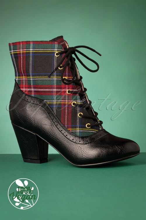 B.A.I.T. - 40s Haku Plaid Ankle Booties in Black