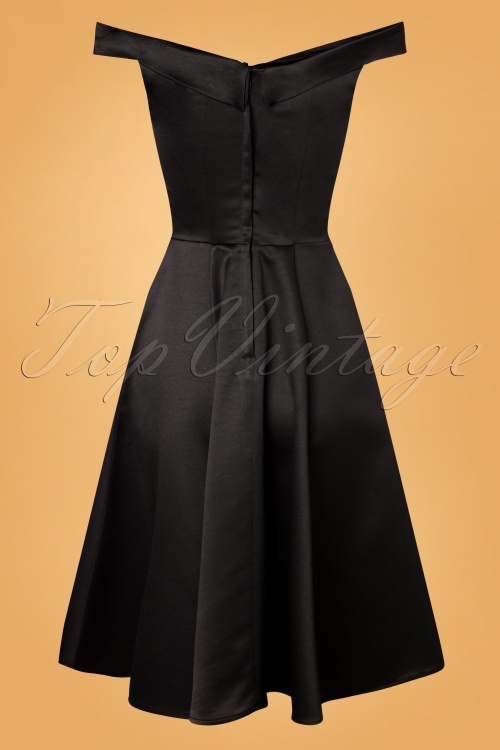 Collectif Clothing - 50s Dallas Evening Swing Dress in Black Satin 3