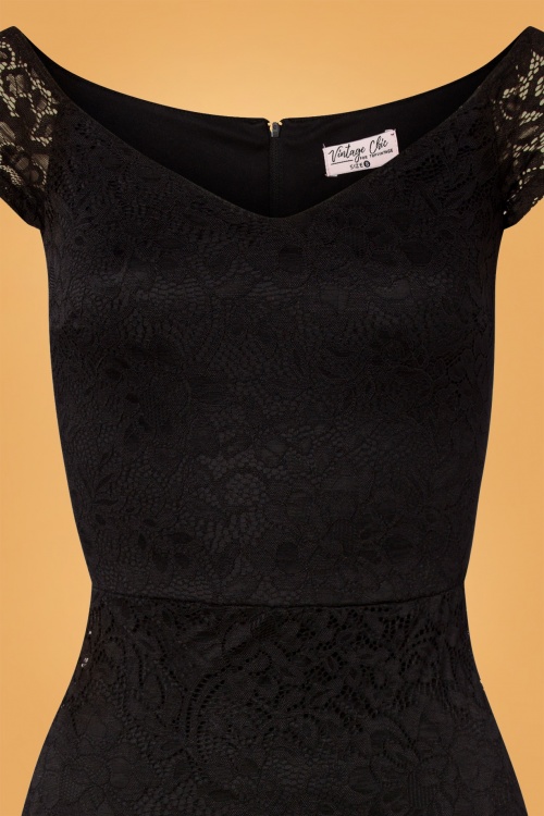 Vintage Chic for Topvintage - 50s Alma Lace Pencil Dress in Black 2