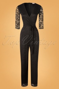 Vintage Chic for Topvintage - Bente kanten jumpsuit in zwart