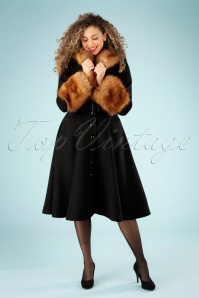 Collectif Clothing - 40s Jackie Princess Coat in Black