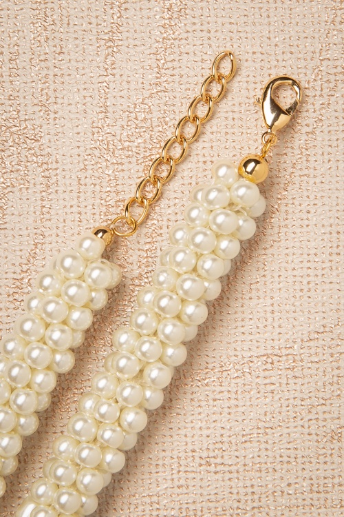 Topvintage Boutique Collection - Chunky Pearl Bracelet Années 50 en Ivoire 3