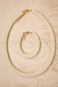 Topvintage Boutique Collection - Chunky Pearl Bracelet Années 50 en Ivoire 4