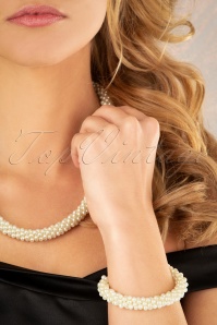 Topvintage Boutique Collection - Chunky Pearl Bracelet Années 50 en Ivoire 2