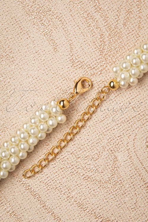 Topvintage Boutique Collection - Chunky Pearl Necklace Années 50 en Ivoire 3