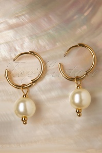 Topvintage Boutique Collection - Pearl Earrings Années 50 en Doré 4