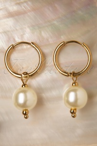 Topvintage Boutique Collection - Pearl Earrings Années 50 en Doré 2