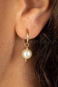 Topvintage Boutique Collection - Pearl Earrings Années 50 en Doré