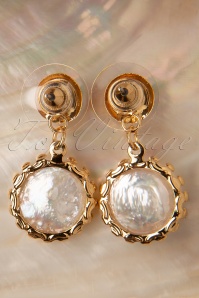 Topvintage Boutique Collection - Double Pearl Drop Earrings Années 50 en Doré 4