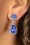 Flower Stone Drop Earrings Années 50 en Argenté et Bleu