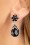 50s Flower Stone Drop Earrings in Black and Silver