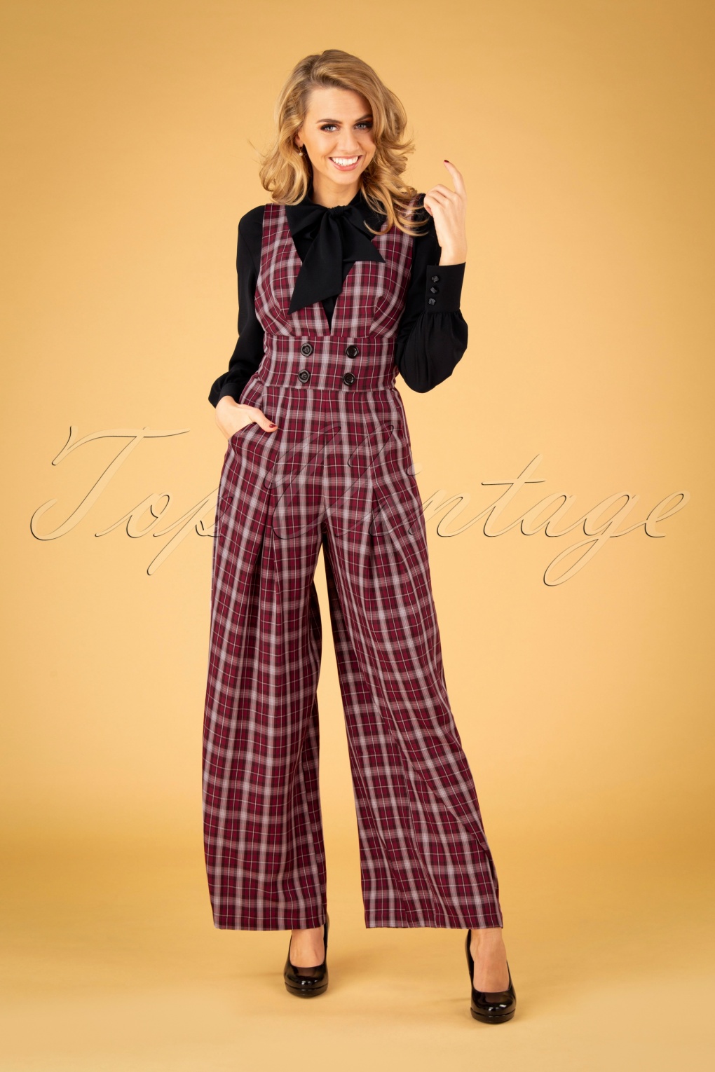 burgundy wide leg jumpsuit