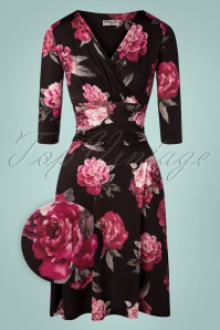 Vintage Chic for Topvintage - Candace swing jurk met bloemenprint in zwart