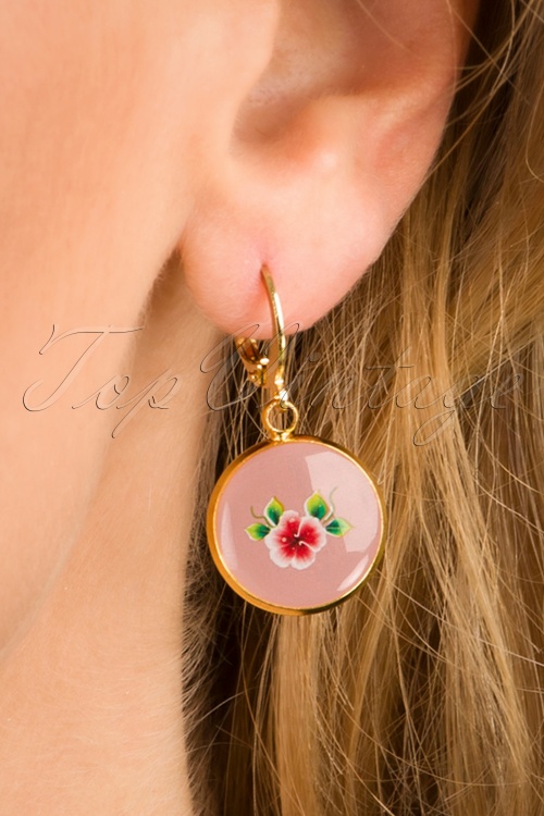 Urban Hippies - 70s Polly Goldplated Flower Earrings in Old Pink
