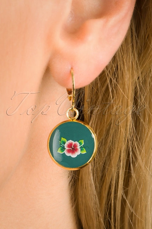 Urban Hippies - 70s Polly Goldplated Flower Earrings in Cream and Pink Rose