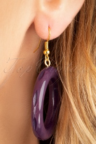 Splendette - TopVintage Exclusive ~ 30s Golden Fakelite Carved Hoop Earrings in Plum