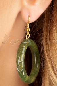 Splendette - TopVintage Exclusive ~ 30s Golden Fakelite Carved Hoop Earrings in Olive