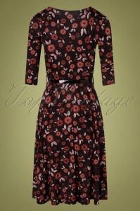 Vintage Chic for Topvintage - Daphne bloemen swing jurk in zwart 4