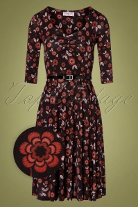 Vintage Chic for Topvintage - Daphne Swing-Kleid mit Blumenmuster in Schwarz