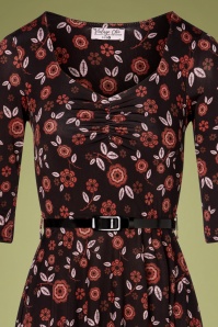 Vintage Chic for Topvintage - Daphne Swing-Kleid mit Blumenmuster in Schwarz 2