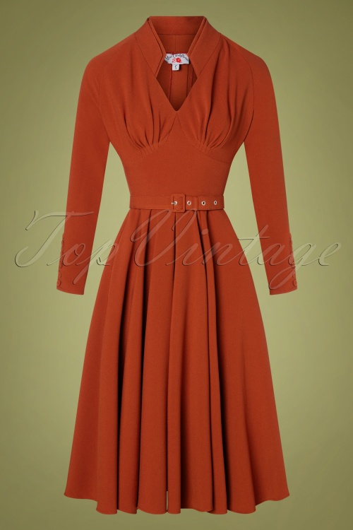 Miss Candyfloss - 50s Starla Swing Dress in Stone Orange