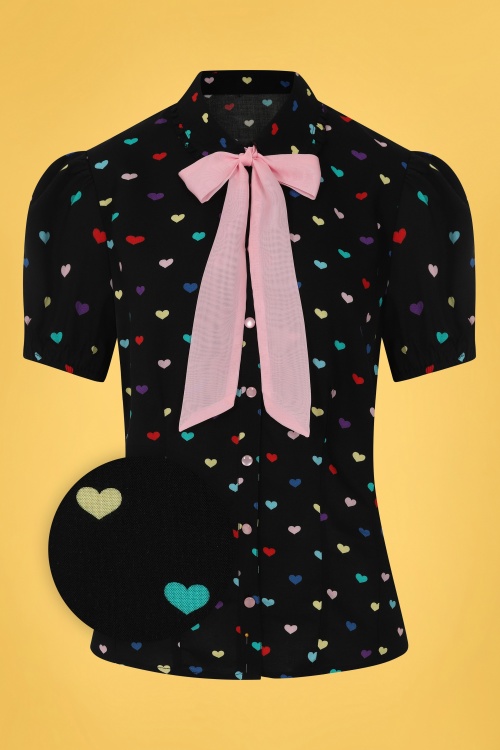 Bunny - True Love Hearts blouse in zwart 2