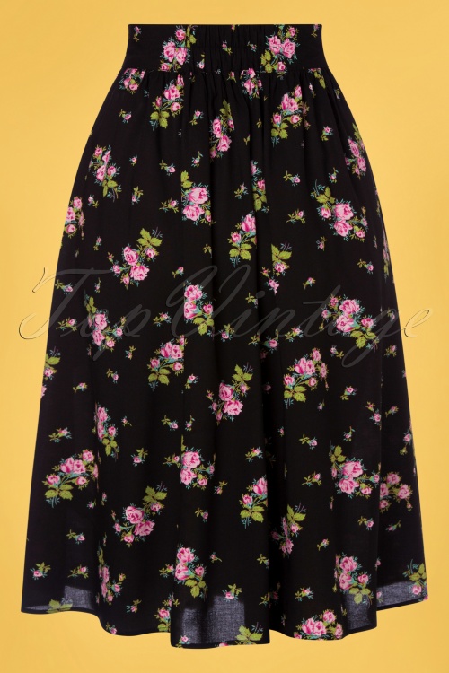 Bunny - 50s Bobby Sue Floral Swing Skirt in Black  4