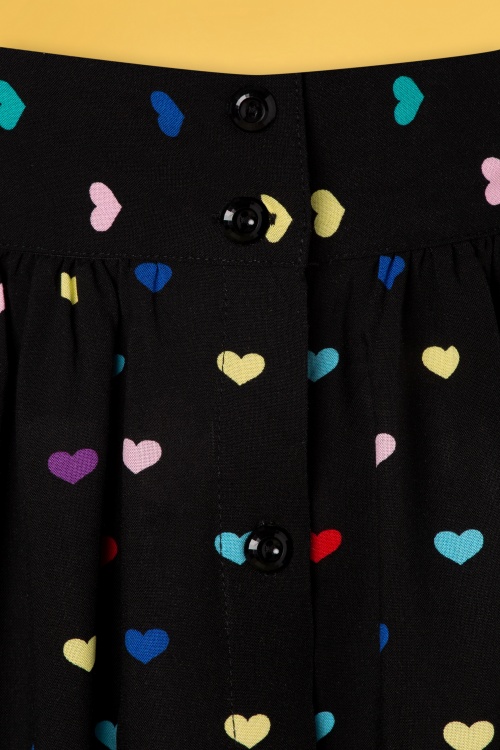 Bunny - 50s True Love Hearts Skirt in Black  3