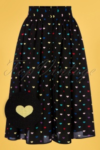 Bunny - 50s True Love Hearts Skirt in Black  2