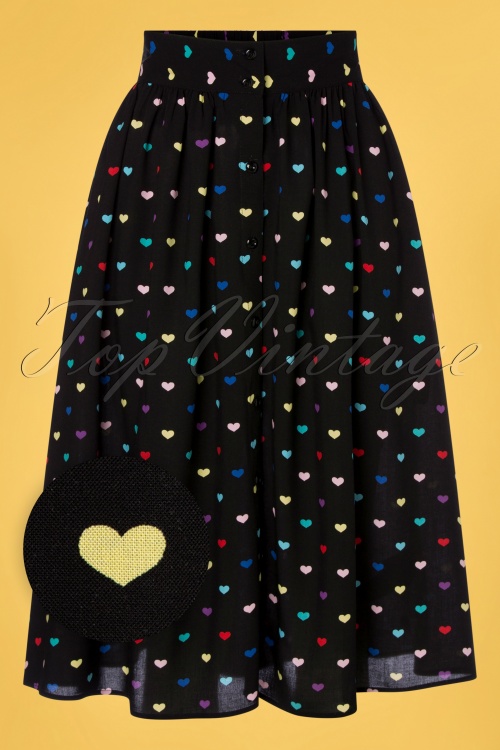 Bunny - 50s True Love Hearts Skirt in Black  2