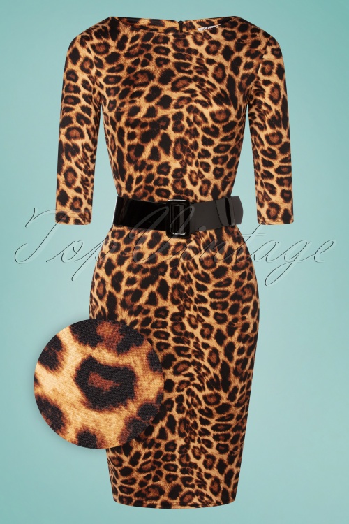Vintage Chic for Topvintage - 50s Kitty Pencil Dress in Leopard 2