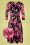 Caryl Floral Swing Dress Années 50 en Noir et Rose