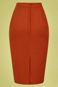 Collectif Clothing - 50s Polly Textured Cotton Pencil Skirt in Orange 3