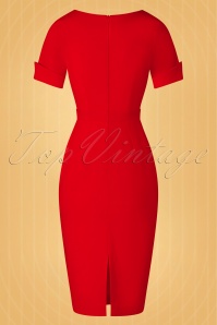 Vintage Diva  - De Izabella pencil jurk in lippenstift rood 8