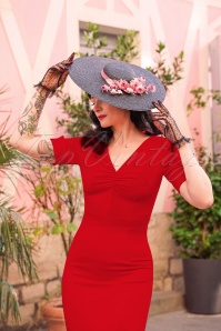 Vintage Diva  - De Izabella pencil jurk in lippenstift rood 6