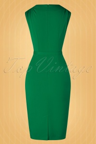 Vintage Diva  - De Fiorella pencil jurk in smaragdgroen 7