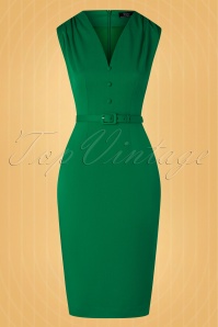 Vintage Diva  - The Fiorella Pencil Dress in Emerald 5