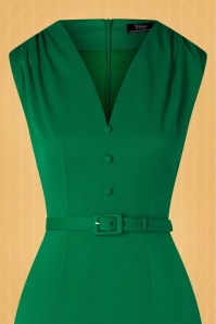 Vintage Diva  - De Fiorella pencil jurk in smaragdgroen 6